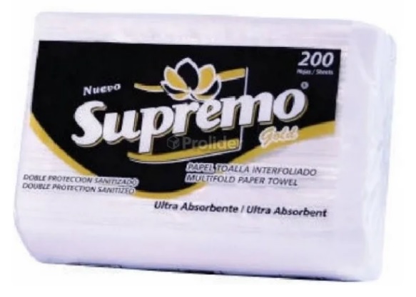 PAPEL TOALLA INTERFOLIADO PAQUETE X 200 HOJAS MARCA  SUPREMO