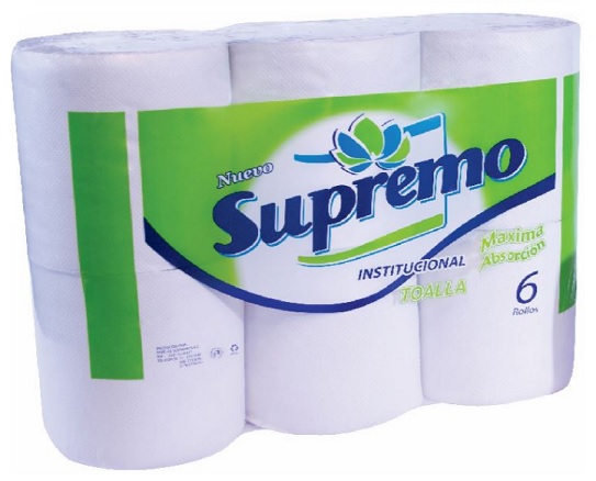 PAPEL TOALLA 140 METROS PAQUETE X 6 UNIDADES MARCA SUPREMO