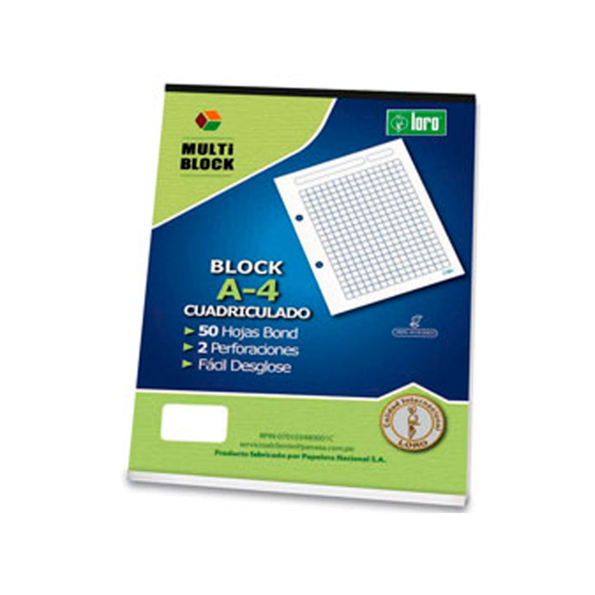 BLOCK D/PAPEL BOND CUADRICULADO D/56 GR. T: A-4 X 50 HOJAS UNIDAD LORO N.D.