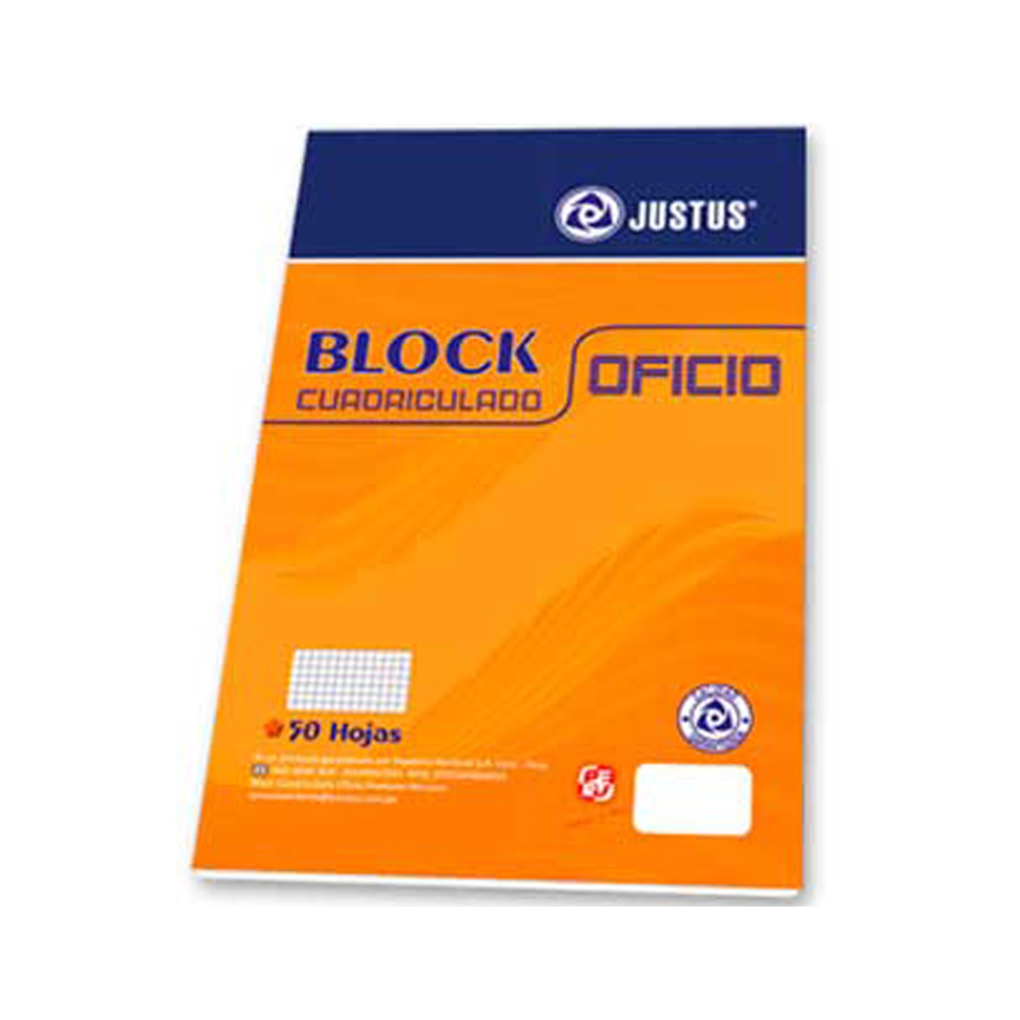 BLOCK D/PAPEL BOND CUADRICULADO D/56 GR. T: OFICIO X 50 HOJAS UNIDAD JUSTUS N.D.