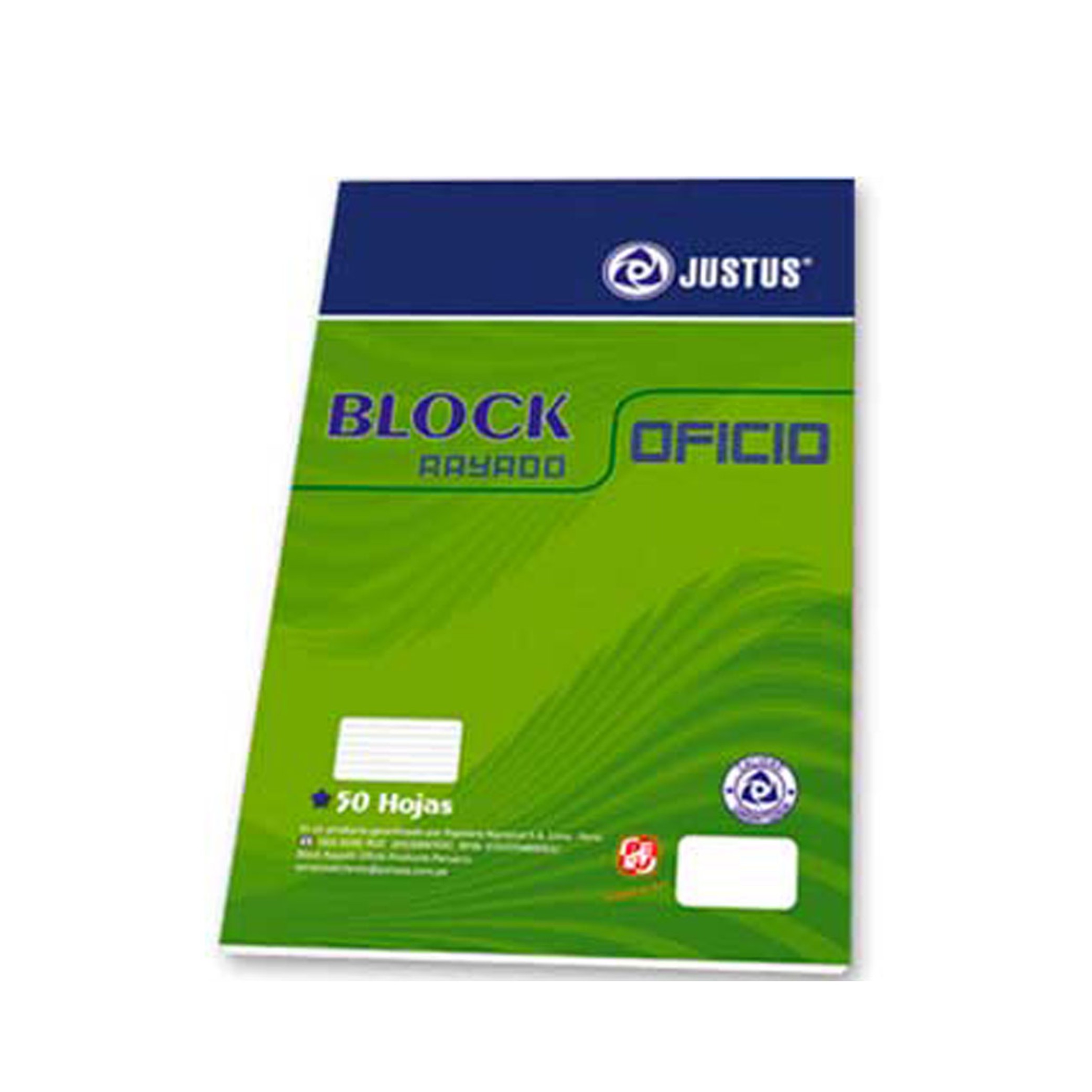 BLOCK D/PAPEL BOND RAYADO D/56 GR. T: OFICIO X 50 HOJAS UNIDAD JUSTUS N.D.
