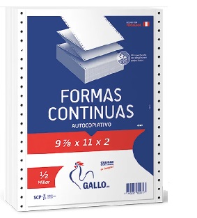 PAPEL CONTINUO EN PAPEL BOND TIPO AUTOCOPIATIVO T: 9 7/8