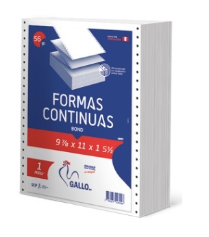 PAPEL CONTINUO EN PAPEL BOND TIPO CONSOLA  D/56 GR. COLOR BLANCO T: 9 7/8