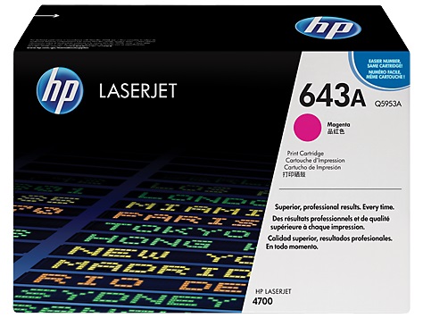 TONER RENDIMIENTO: 10000 PAG COLOR MAGENTA CAJA X 01 UNIDAD HP 643 A N.D. Q5953A
