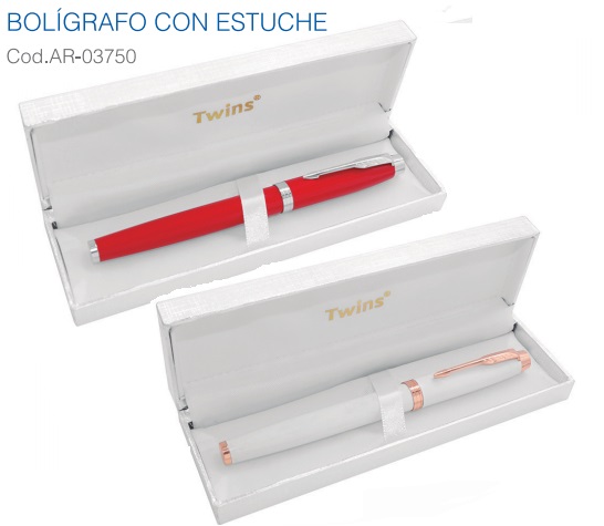 Bolígrafos publicitarios  tinta seca con estuche modelo 4 TWINS