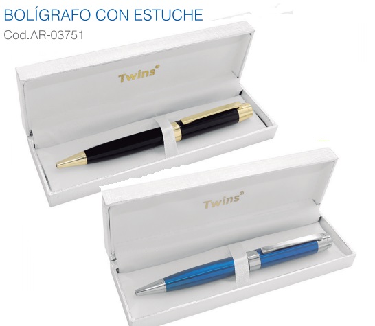 Bolígrafos publicitarios  tinta seca con estuche modelo 5 TWINS