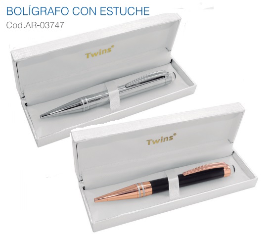 Bolígrafos publicitarios  tinta seca con estuche modelo 6 TWINS