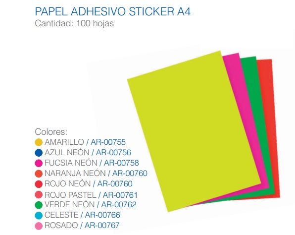 Papel adhesivo color caja x 100 TWINS